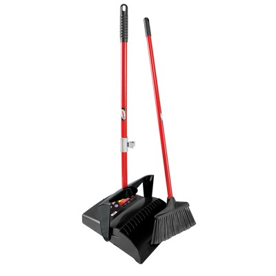 Libman Broom with Dustpan, Black/Red, 2/Carton (919)