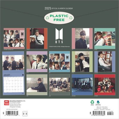 2025 BrownTrout BTS 12 x 24 Monthly Square Wall Calendar, (9781975479381)
