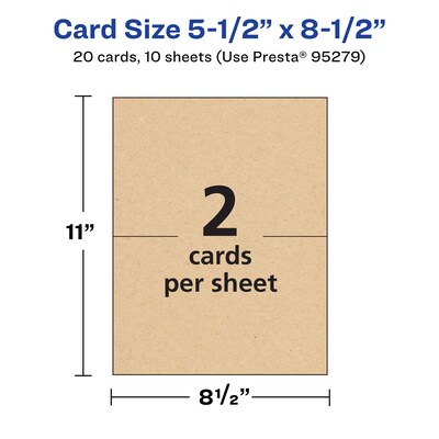 Avery Integrated Cards, 5.5" x 8.5", Matte Kraft Brown, 20/Pack (95279)