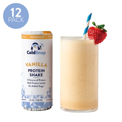 ColdSnap Vanilla Protein Shake Mix, Single Serve Pods, Dairy Free, 12 Pods/Pack, COLDSNAP MACHINE REQUIRED (100619)
