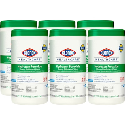Clorox Healthcare Disinfecting Wipes, 155 Wipes/Container, 6/Carton (30825CT)