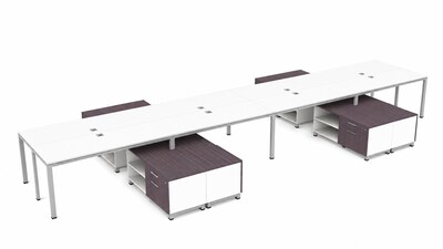 Boss Office Products Simple System 60W Desk with Storage Cabinet, White, 8/Set (SGSD026-101-WT)