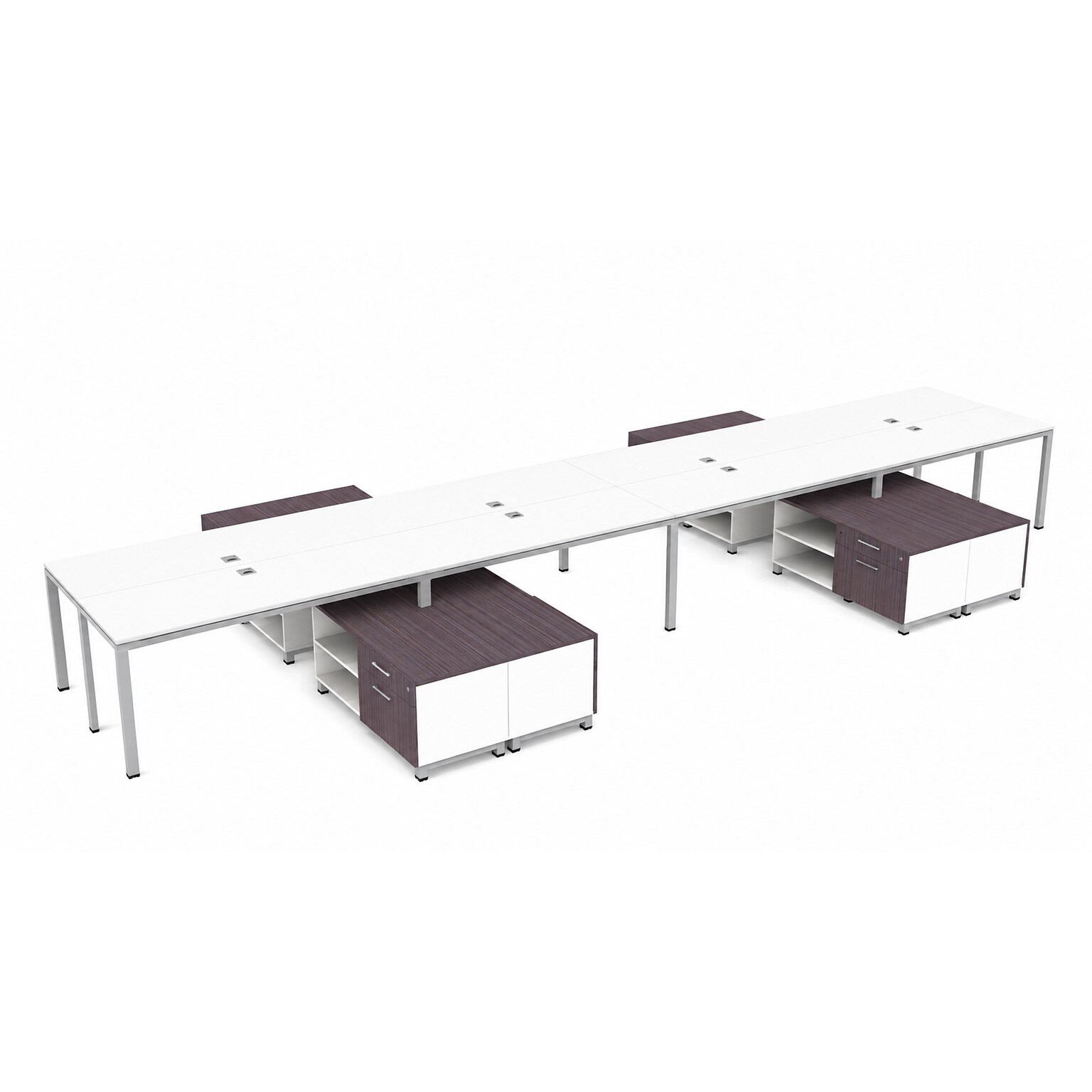 Boss Office Products Simple System 60W Desk with Storage Cabinet, White, 8/Set (SGSD026-101-WT)