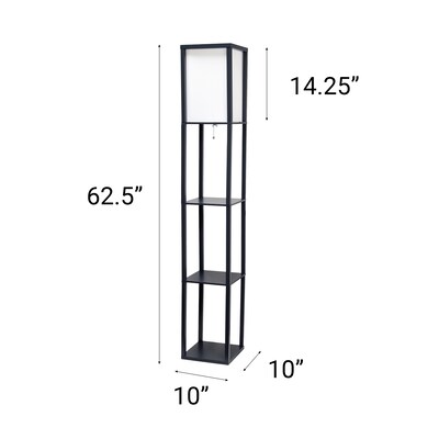 Creekwood Home Classix 62.5" Floor Lamp with Rectangular Shade, Black (CWF-3007-BK)