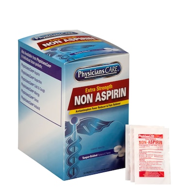 Physicians Care Non Aspirin 500mg Acetaminophen Pain Reliever, 2/Packet, 50 Packets/Box (90016)