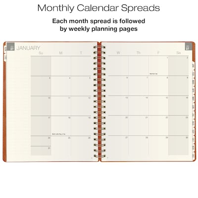 2027 Excello Brands Essential 8.5" x 11" Weekly & Monthly Planner, Poly Cover, Brown (ORY27-ESN811-LT)