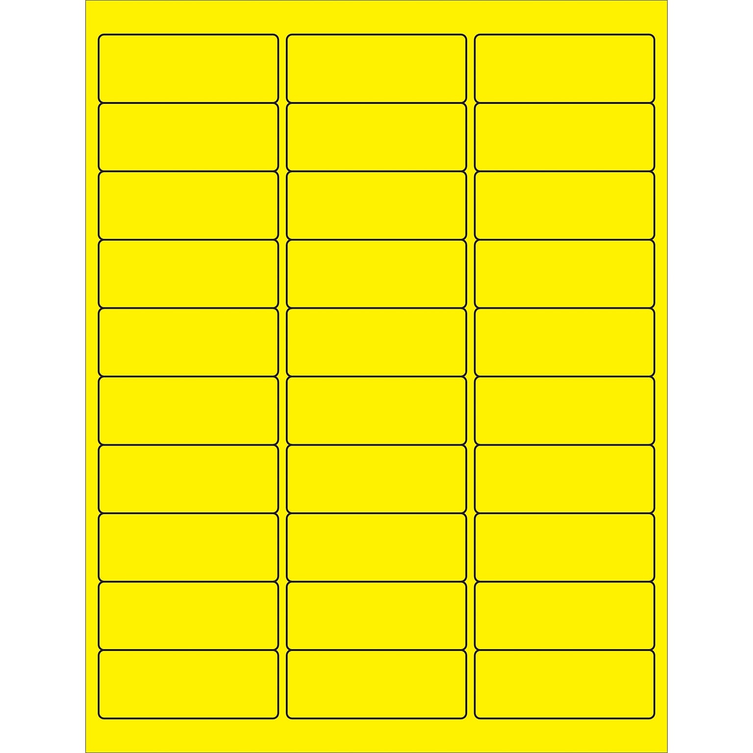 Tape Logic Laser/Inkjet Address Labels, 2 5/8 x 1, Fluorescent Yellow, 3000/Carton (LL173YE)