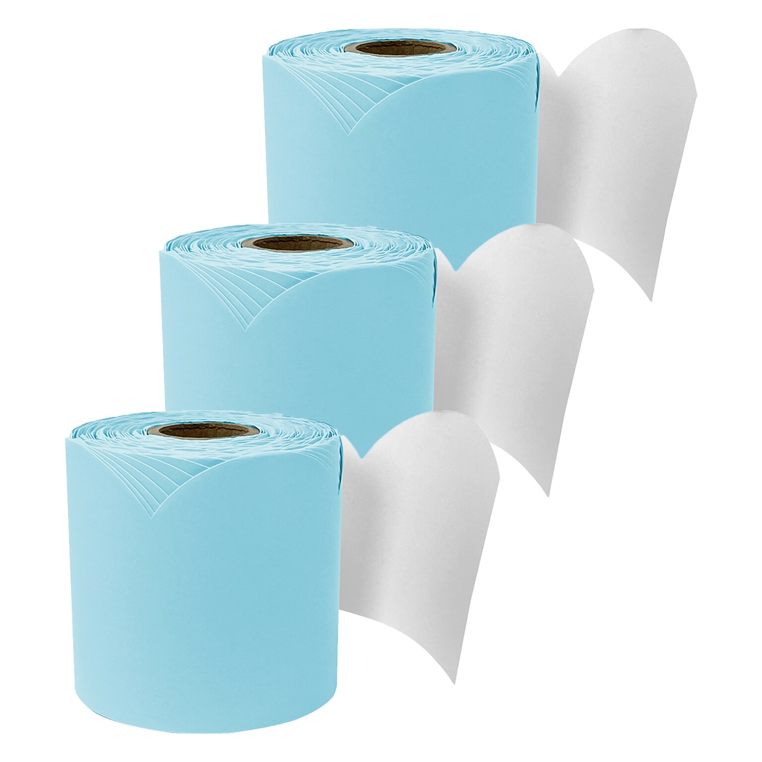 Carson Dellosa Education Rolled Scalloped Bulletin Board Border, 3 x 65, Sky Blue, 3/Bundle (CD-108533-3)