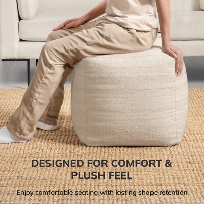 Anji Mountain Mojave Ivory Fabric Square Pouf Ottoman (AMBPF186-1818)