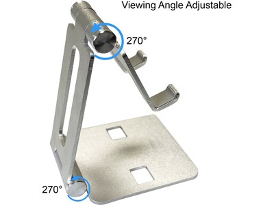 Amer Mounts Adjustable Double-Axis Mobile/Tablet Stand, Silver (EZPAD20-01)