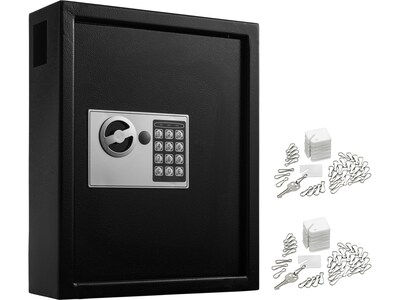AdirOffice 40-Key Digital Lock Cabinet with Key Tags, Black (680-40-BLK-689-PKG)
