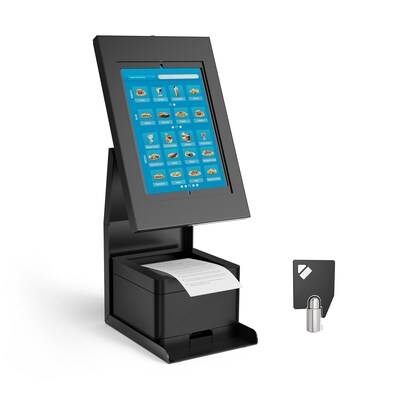 Mount-It! Adjustable Anti-Theft Tablet Kiosk with Printer Shelf, Black (MI-3883B_G10)