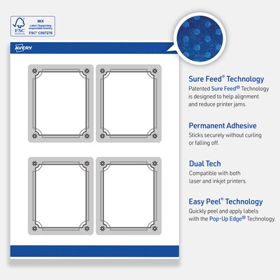 Avery Rectangle Multipurpose Labels, 4" x 3-1/3", White, 40/Pack (19479370598)