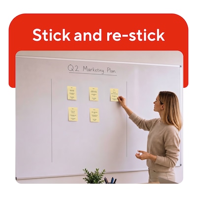 Staples Recycled Sticky Notes, 4" x 6", Sunshine Collection, Lined, 100 Sheets/Pad, 5 Pads/Pack (S46YR/552572)
