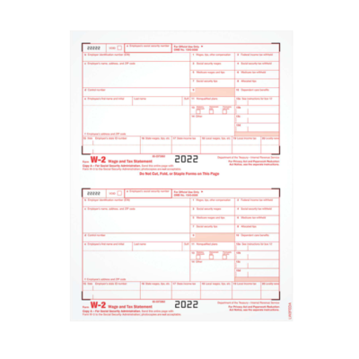 TOPS 2022 W-2 Tax Form, 1-Part, Copy A, 100/Pack (LW2FEDAW3)