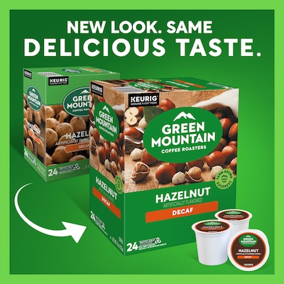 Green Mountain Hazelnut Decaf Coffee Keurig® K-Cup® Pods, Light Roast, 24/Box (5000330143)