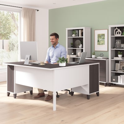 Bush Home Somerset 60" W L Shaped Office Desk with Storage, Storm Gray (WC81030K)