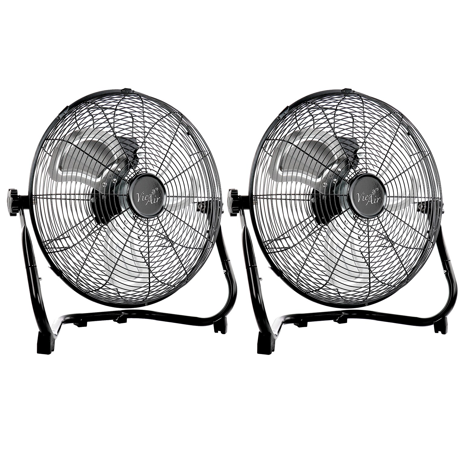 Vie Air 12 Industrial Floor Fan, 3-Speed, Black, 2/Pack (938121967M)