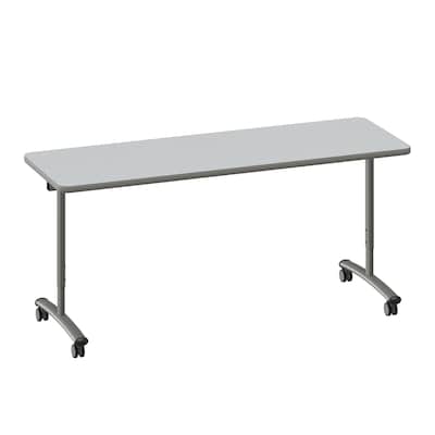 Correll 72W x 24D Adjustable Foldable Rectangular Training Room Table, Laminate, With Wheels, Gray Granite (FTS2472TF151413)