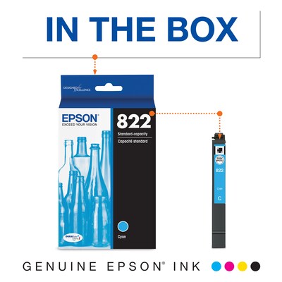 Epson T822 Cyan Standard Yield Ink Cartridge (T822220-S)