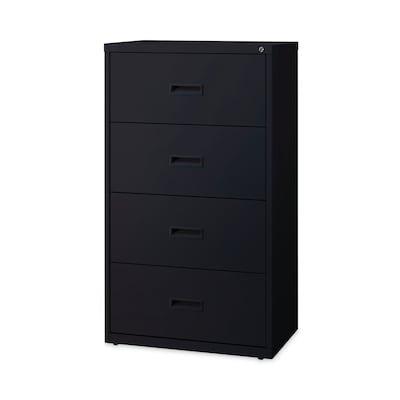 Hirsh Industries® Lateral File Cabinet, 4 Letter/Legal/A4-Size File Drawers, Black, 30 x 18.62 x 52.5