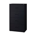 Hirsh Industries® Lateral File Cabinet, 4 Letter/Legal/A4-Size File Drawers, Black, 30 x 18.62 x 52.