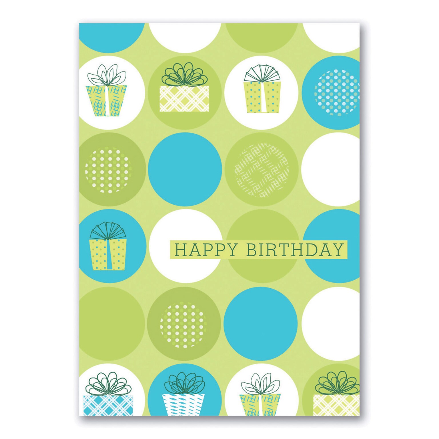 Custom Patterned Presents Cards, with Envelopes, 5 5/8 x 7 7/8 Birthday Card, 25 Cards per Set