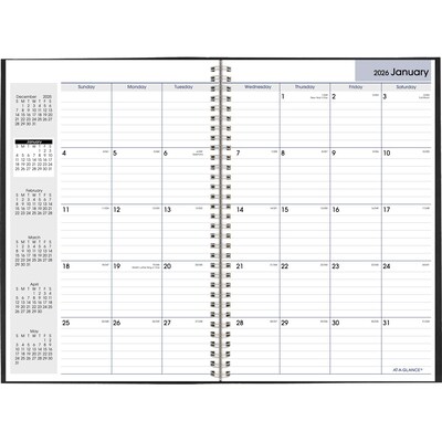 2026 AT-A-GLANCE DayMinder 8 x 12 Monthly Planner, Faux Leather Cover, Black (SK2-00-26)