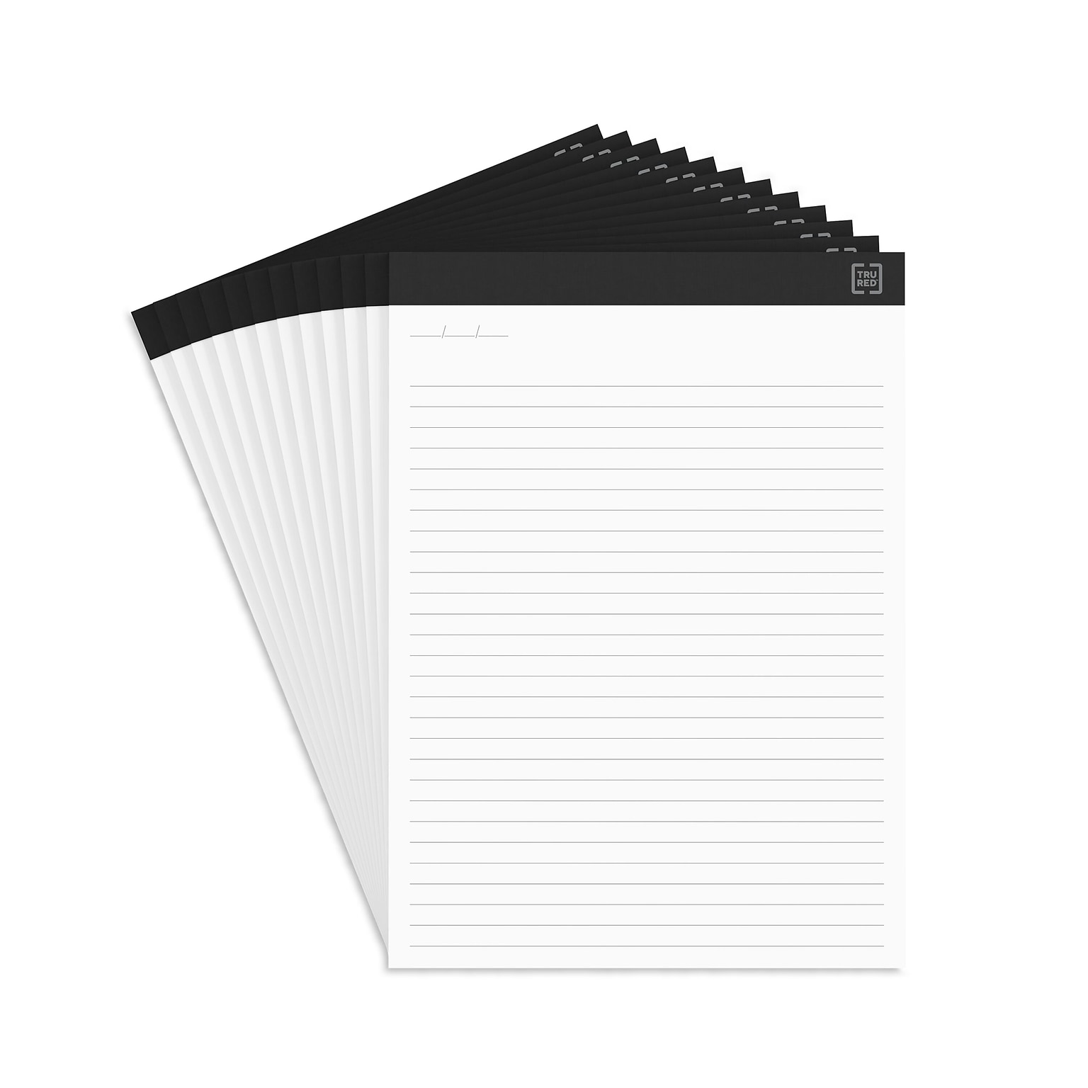 TRU RED™ Notepads, 8.5 x 11.75, Wide Ruled, White, 50 Sheets/Pad, 12 Pads/Pack (TR57382)