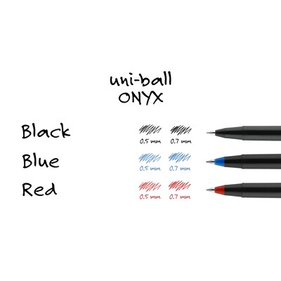 uniball Onyx Rollerball Pens, Micro Point, 0.5mm, Black Ink, Dozen (60040)