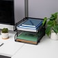 Mind Reader 2-Tier Stackable Paper Desk Tray Organizer, Metal Black, 2/Pack (CSTACK2-BLK)