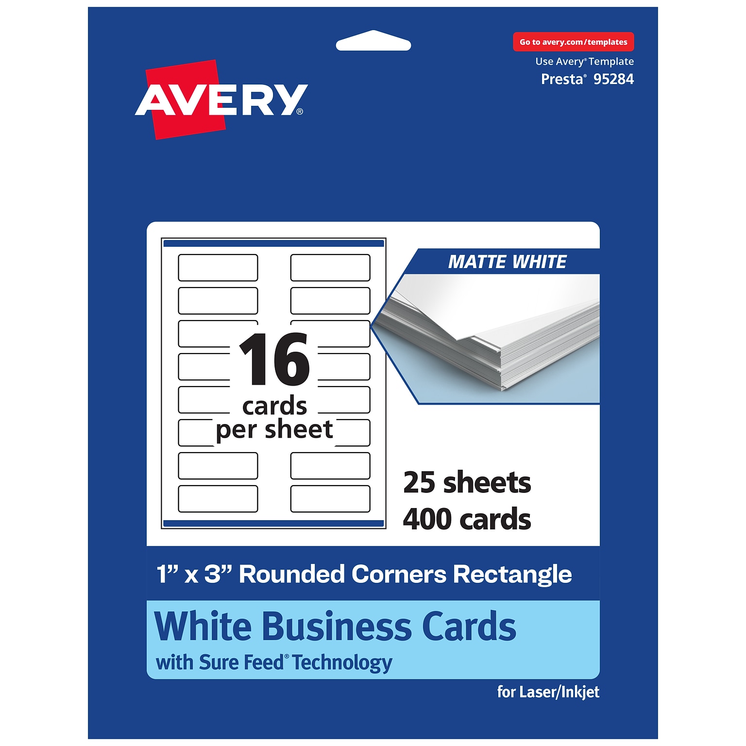 Avery Business Cards, 1 x 3, Matte White, 400/Pack (95284)