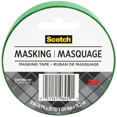 Scotch Expressions Masking Tape, 0.94 in. x 20 yds., Primary Green (3437-PGR-ESF)