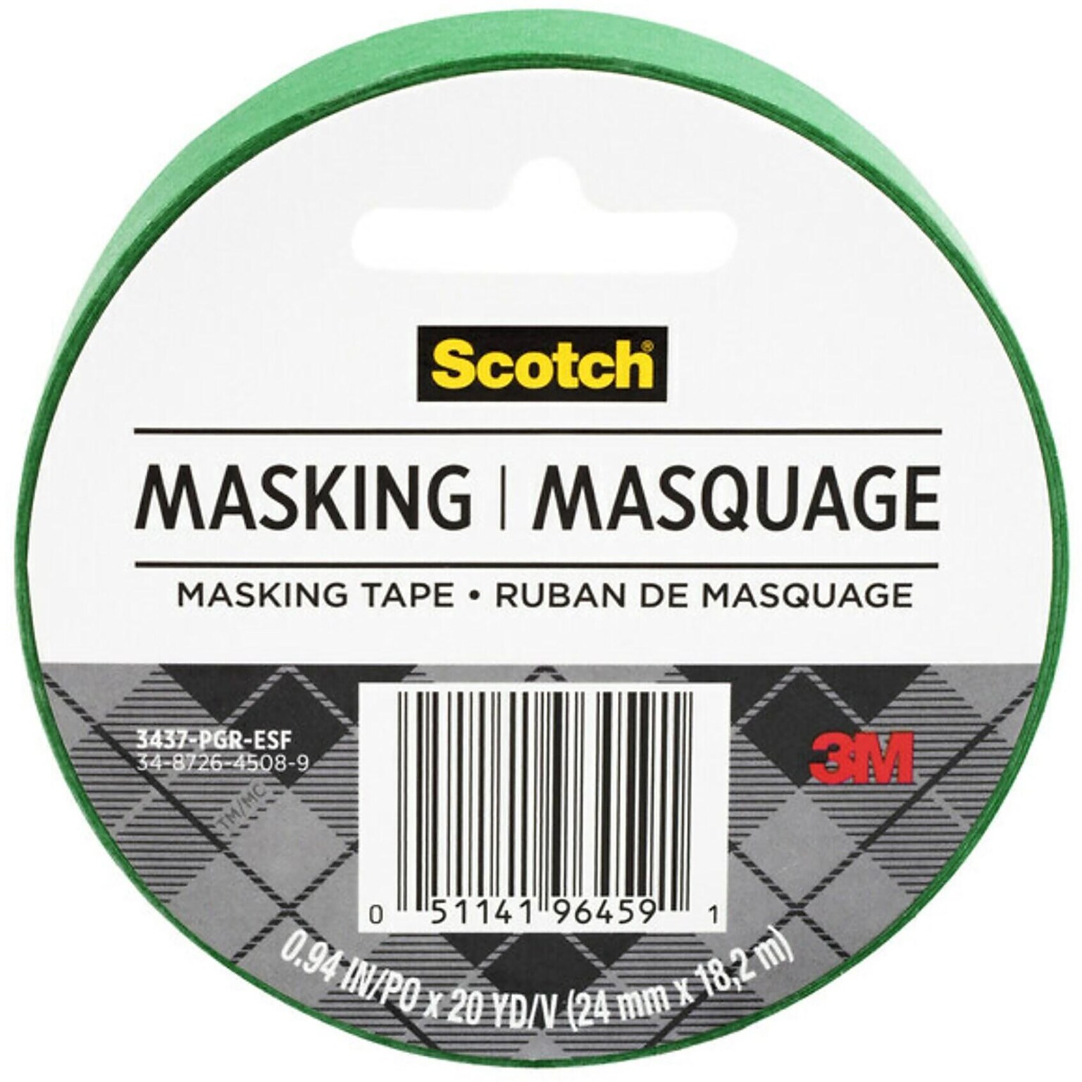 Scotch Expressions Masking Tape, 0.94 in. x 20 yds., Primary Green (3437-PGR-ESF)