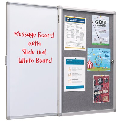 Enclosed Bulletin Board with Sliding Whiteboard, 36" x 24", Aluminum Frame (EGP-HD-0527)