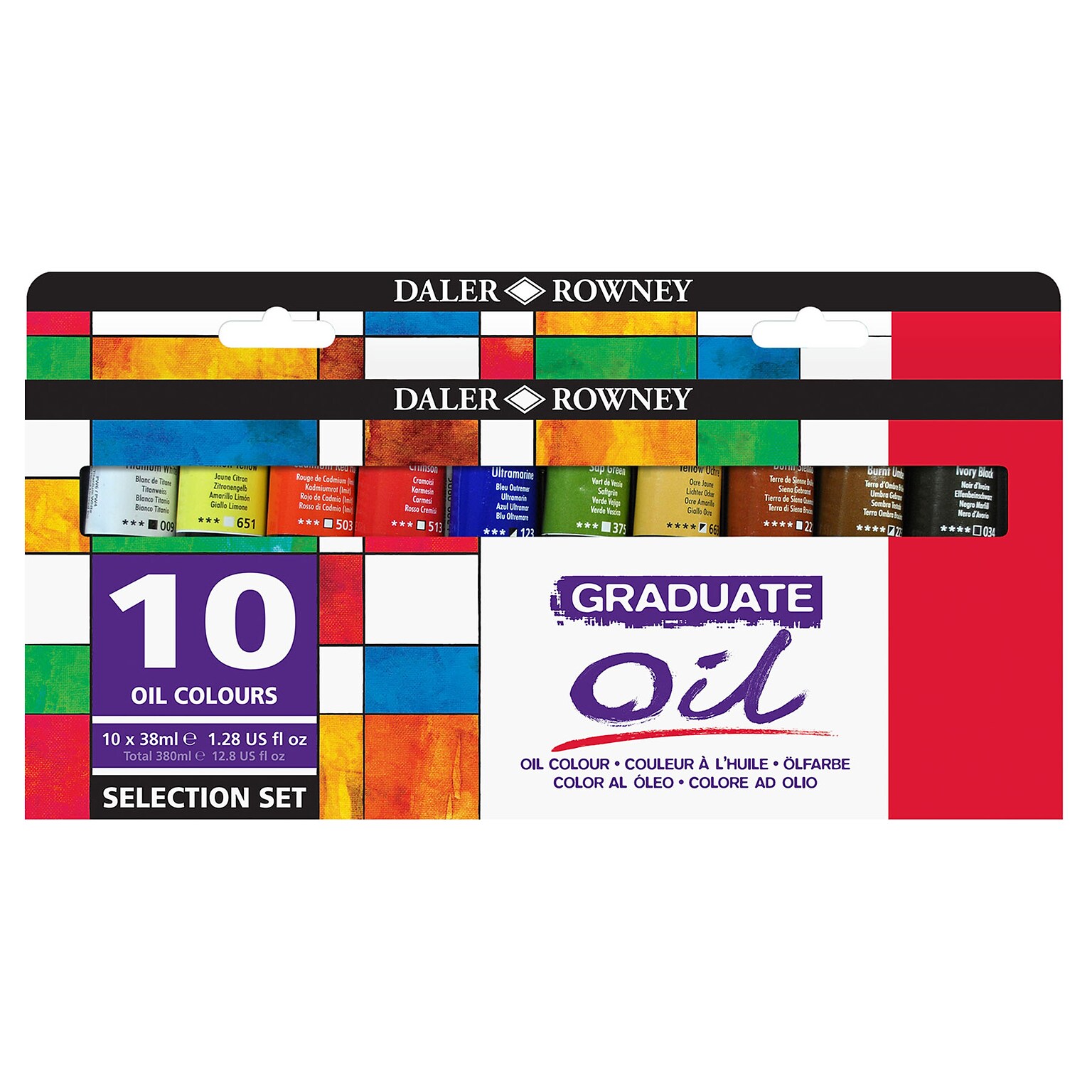 Daler-Rowney Graduate Oil Paint Selection, Assorted Colors, 38ml, 10/Set (DRWD1179001003)