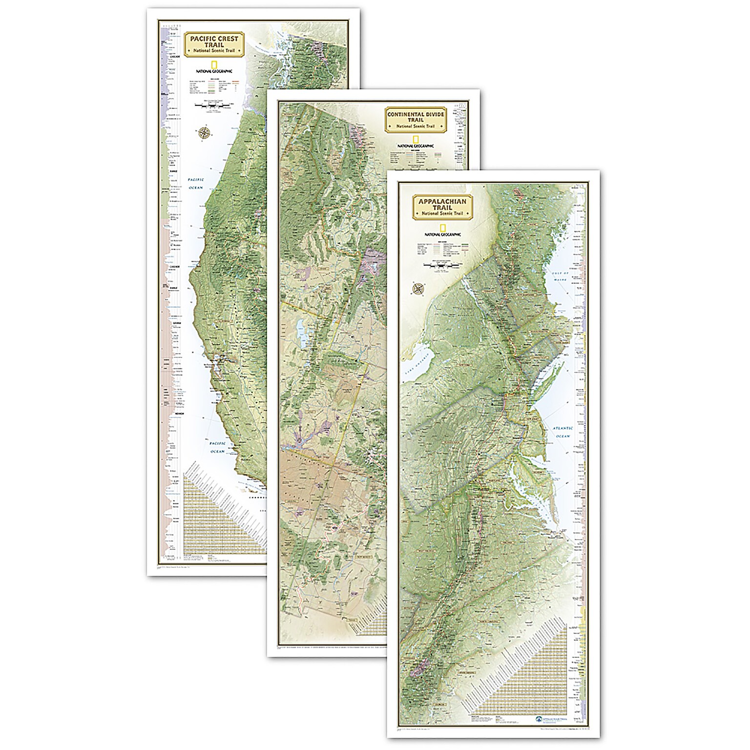 National Geographic Triple Crown of Hiking Map, In Gift Box, 18 x 48 (NGMRE01021207X)