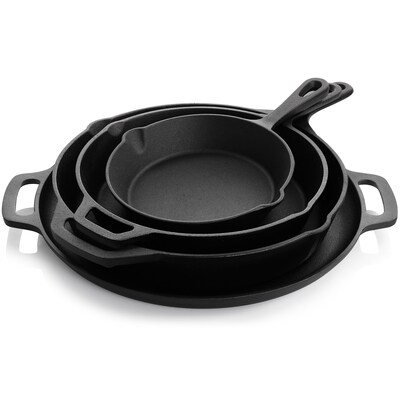 MegaChef Cast Iron Cookware Set, Black, 12 Pieces/Set (935117380M)