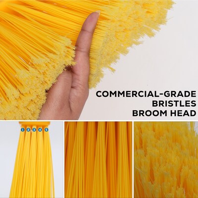 BISON LIFE Multi Surface Indoor/Outdoor 13"  Polypropylene Bristle Flagged Angled Broom, Yellow, 6/Pack (BPHD-ANBR-PP-Y-6)