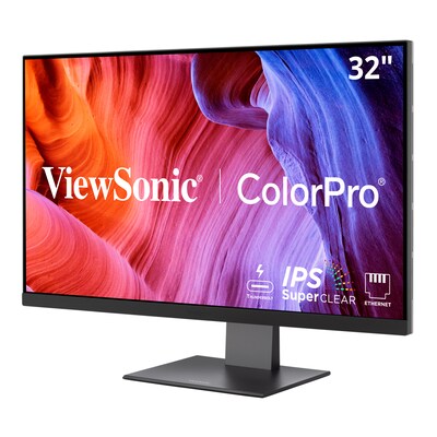 ViewSonic ColorPro 32 4K Ultra HD 60Hz LCD Monitor, HDR400, Black/Silver, Universal Docking Station (VP3276T-4K)