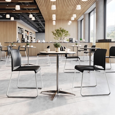 Flash Furniture Hercules Kenai Office Reception Stack Chairs, Black Plastic/Chrome Frame, 5/Pk (5RUT239ANBKCR)