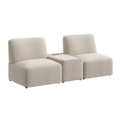Bush Business Furniture Assemble 2 Seater Sectional with Power/USB, Oat Fabric (ASM001OTF)