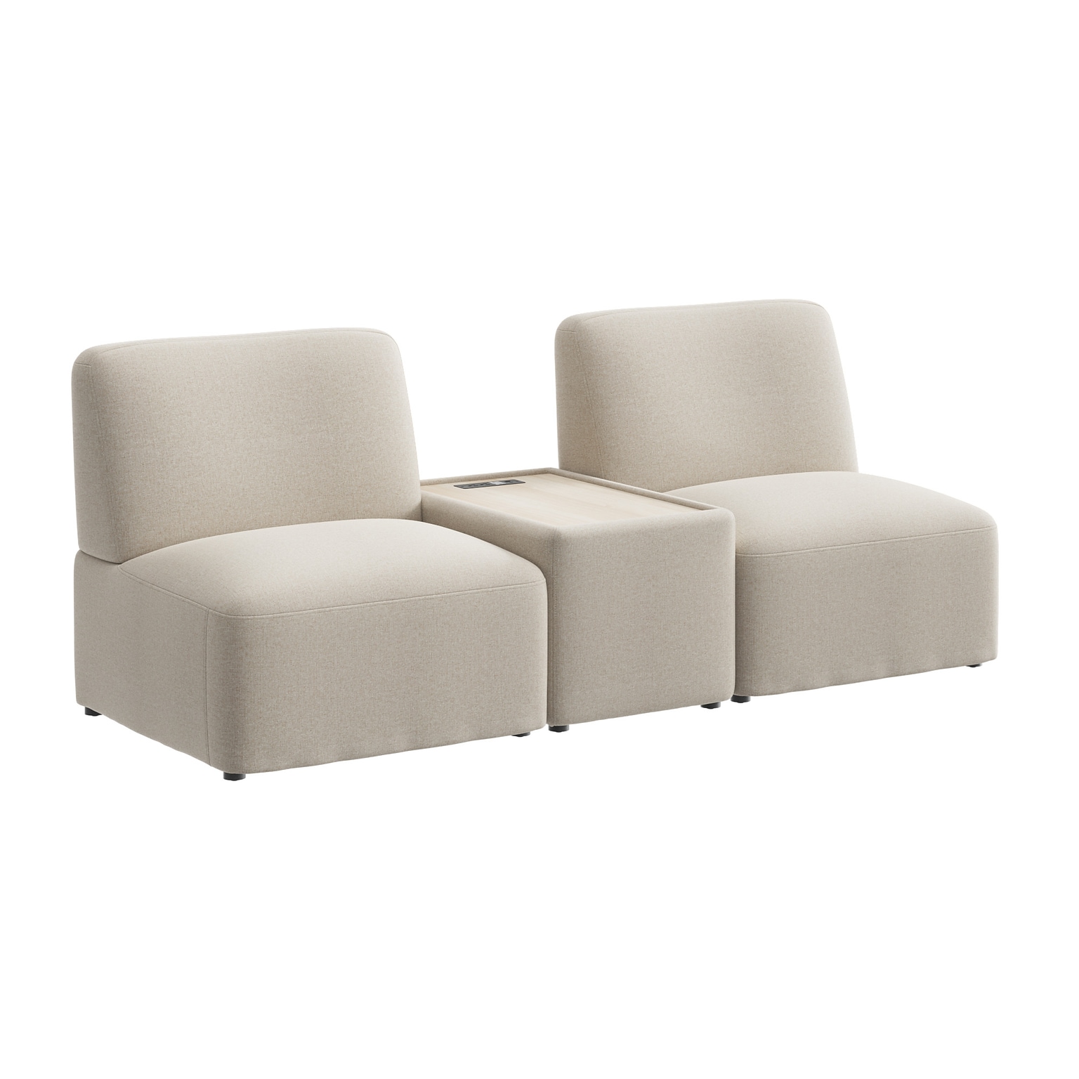 Bush Business Furniture Assemble 2 Seater Sectional with Power/USB, Oat Fabric (ASM001OTF)