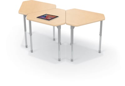MooreCo Hierarchy Monroe Desk, 30"W x 27"D, Fusion Maple/Platinum Base (703673562959)