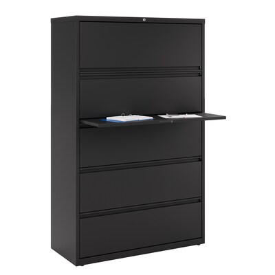 Quill Brand® HL8000 Commercial 5 File Drawers Lateral File Cabinet, Locking, Black, Letter/Legal, 42"W (21748D)