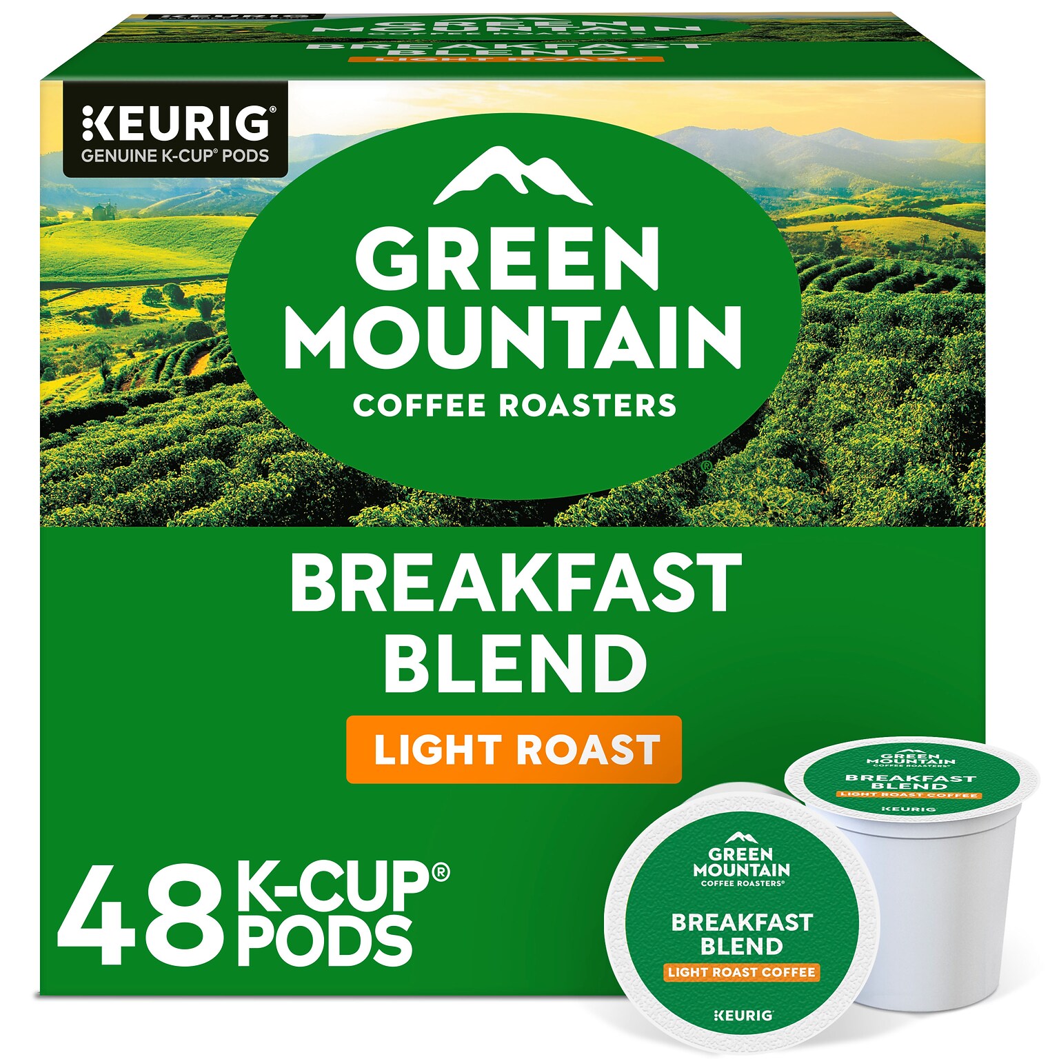 Green Mountain Coffee Roasters Breakfast Blend Coffee Keurig® K-Cup® Pods, Light Roast, 48/Box (81909/15170)