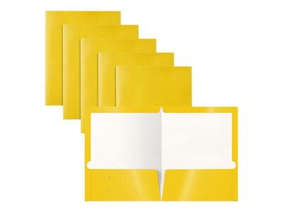 Better Office Glossy 2-Pocket Portfolio Folder, Yellow, 25/Pack (80180-25PK)