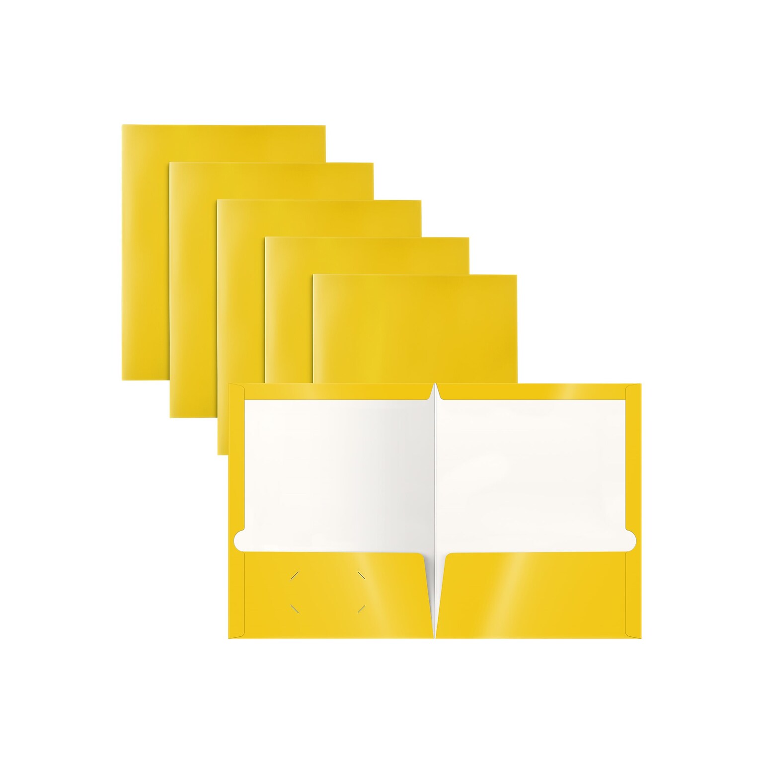 Better Office Glossy 2-Pocket Portfolio Folder, Yellow, 25/Pack (80180-25PK)