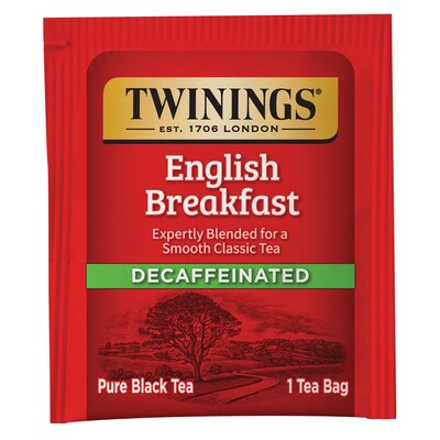 Twinings Classic Decaffeinated English Breakfast Tea, 25/Box (TNA51727)