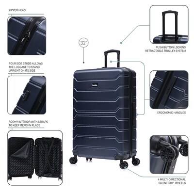 InUSA Trend 34.05" Hardside Suitcase, 4-Wheeled Spinner, TSA Checkpoint Friendly, Blue (IUTRE00XL-BLU)